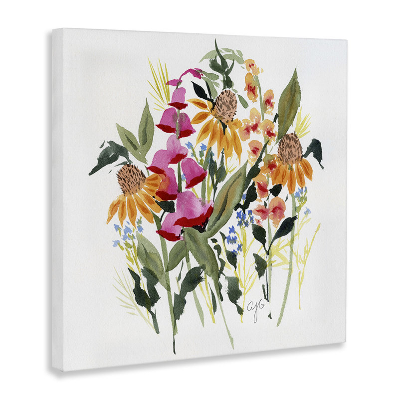 Art abstrait abstrait sur toile Bouquet varié par Alexandria Gilbert Kincaid, H 17 po x l 17 po
