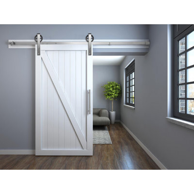Stainless Steel Single Door Barn Door Hardware Kit Standard Single