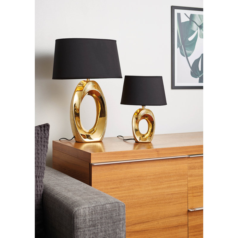 Kenia 33cm Table Lamp, Golden frame/Black shade