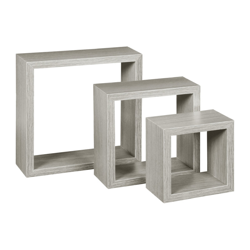 Neomah Soho Floating Wall Shelf Set, Weathered Gray