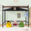 Lit mezzanine en métal peu encombrant avec tablettes de rangement intégrées-1168401044