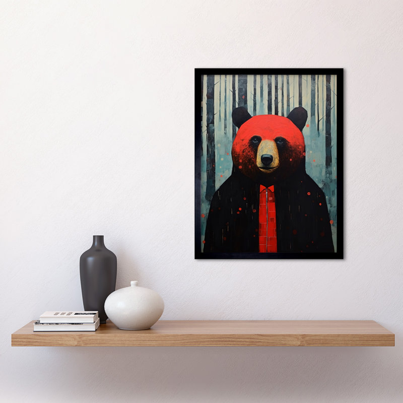 Hipster Red Bear - Single Picture Frame Print