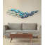 Décoration murale en métal bleu dégradé, motif de poissons marins, pour une entrée aux tons neutres et doux.-1906543477