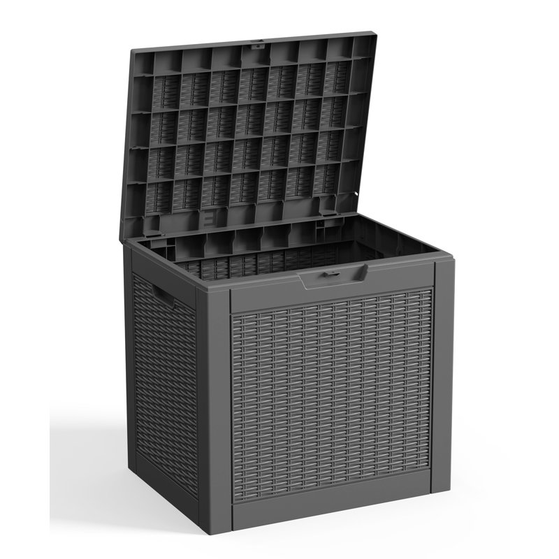 30 Gallon Waterproof Outdoor Indoor Resin Deck Box For Pool Accessories And Garden Tools(Black), Black