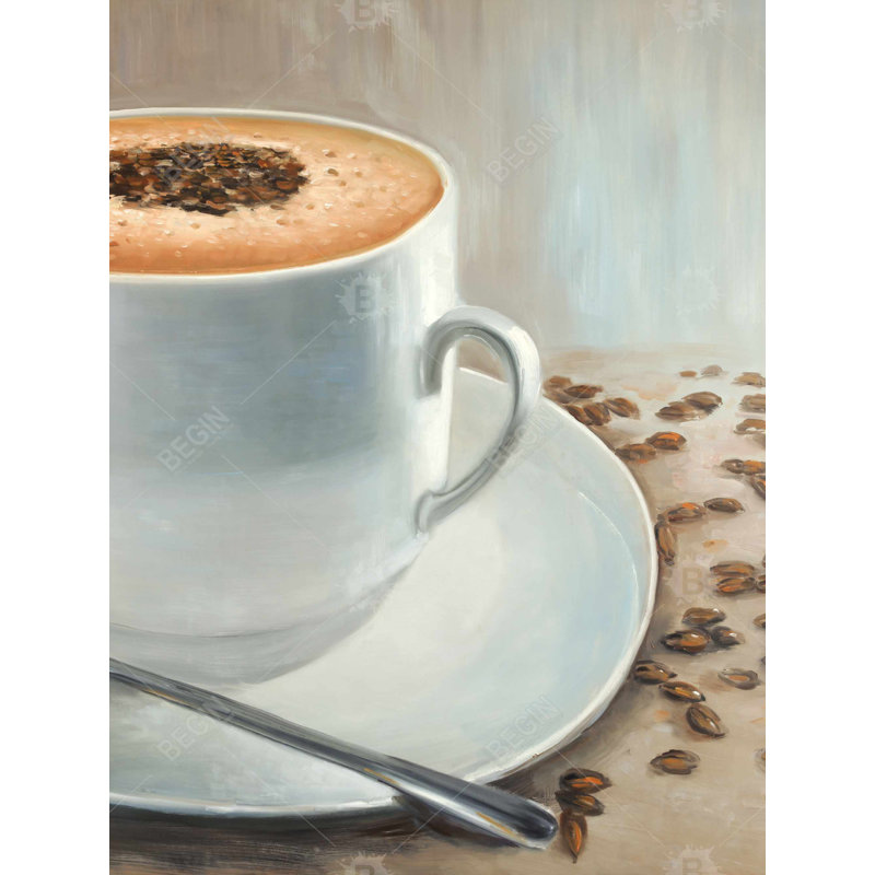 Cappuccino Time - Beige Framed Canvas for Home Decor