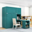 Lit escamotable simple avec bibliothèque rotative et bureau extensible-1668784671