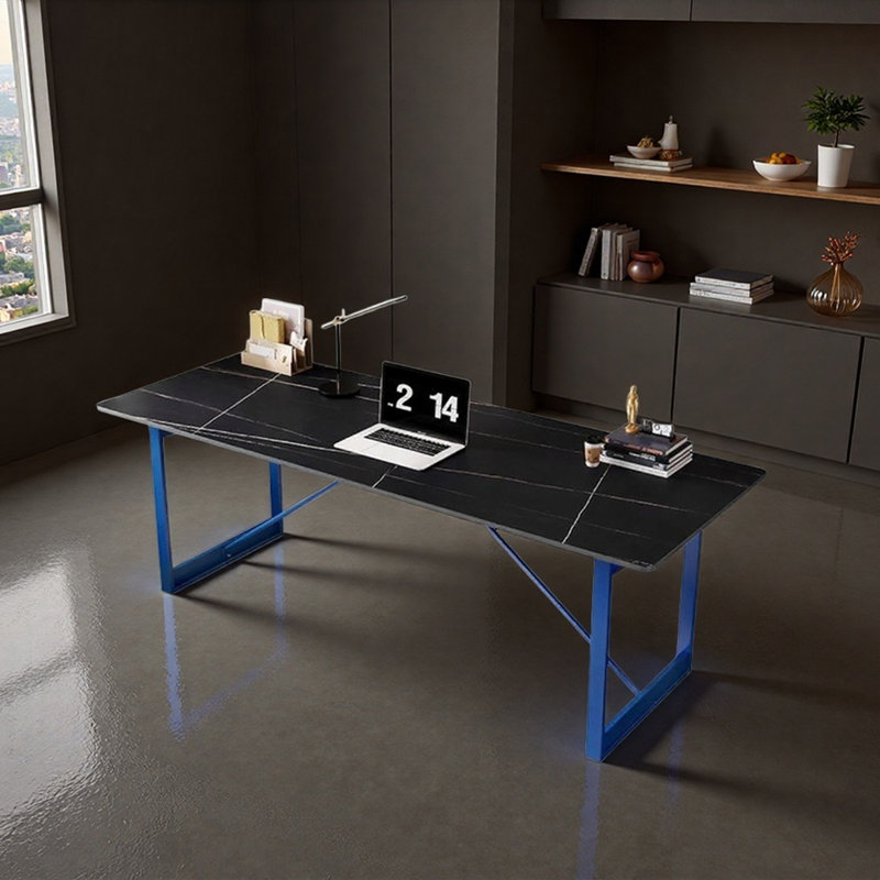 Bureau d'écriture Modern Light, Blanc / noir / bleu, H 29,52 po x l 78,74 po x P 23,62 po