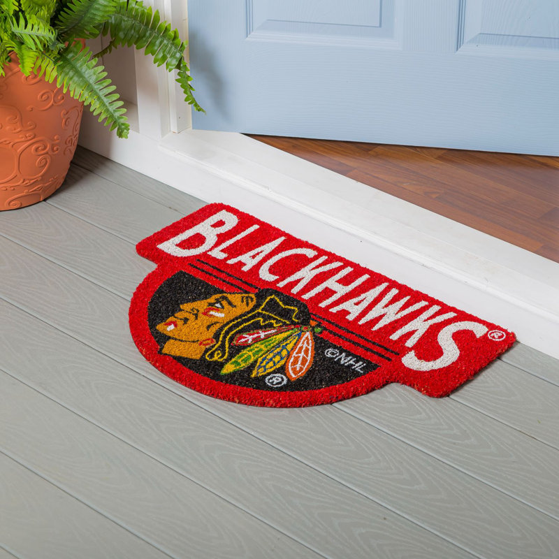 NFL Shaped Coir Outdoor Welcome Mat, Blackhawks