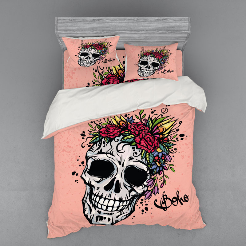 Ensemble de housse de couette en microfibre rose / noir Blush, Housse de couette grand + 3 pièces supplémentair