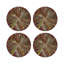 Pheasant Feathers Yellow Vegan Leather Round Coasters-409682787