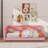 Twin XL Size Upholstered Daybed With Built-In Storage, L-Shaped Design With LED Strip And USB Ports, Linen Fabric Bed Frame-493853860-493853867