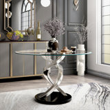 Beulah Round Glass Top Metal Base Dining Table