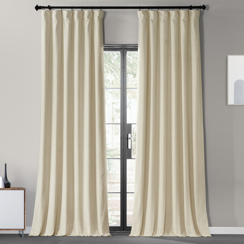 Oakbrook Velvet Room Darkening Curtain Single Panel, 50" W x 108" L, Tiramusu Cream