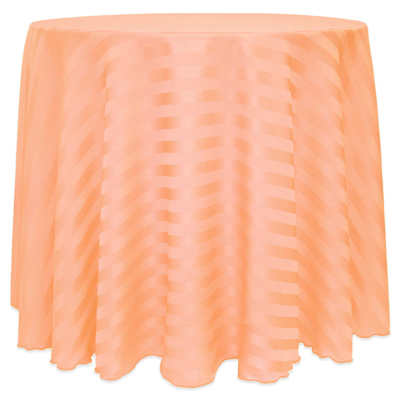 Ultimate Textile Satin Stripe Rectangular Tablecloth, Peach, 1, 120" x 120"