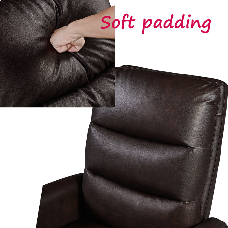 Fauteuil inclinable électrique en similicuir de 36,99 po de largeur, Similicuir brun