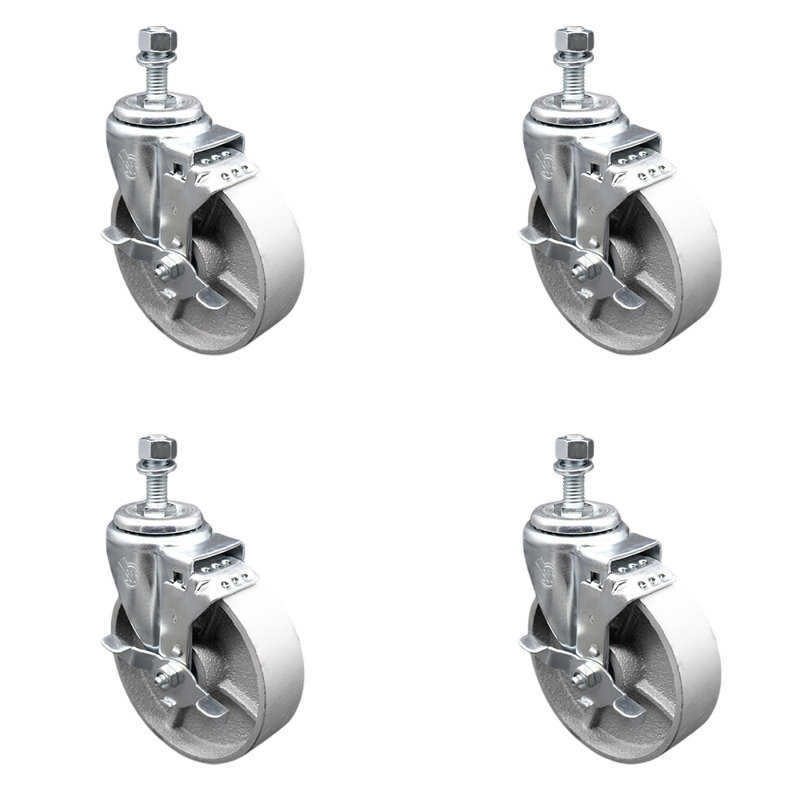 TS Caster - 5" Wheel & 1/2" Stem w/Brake