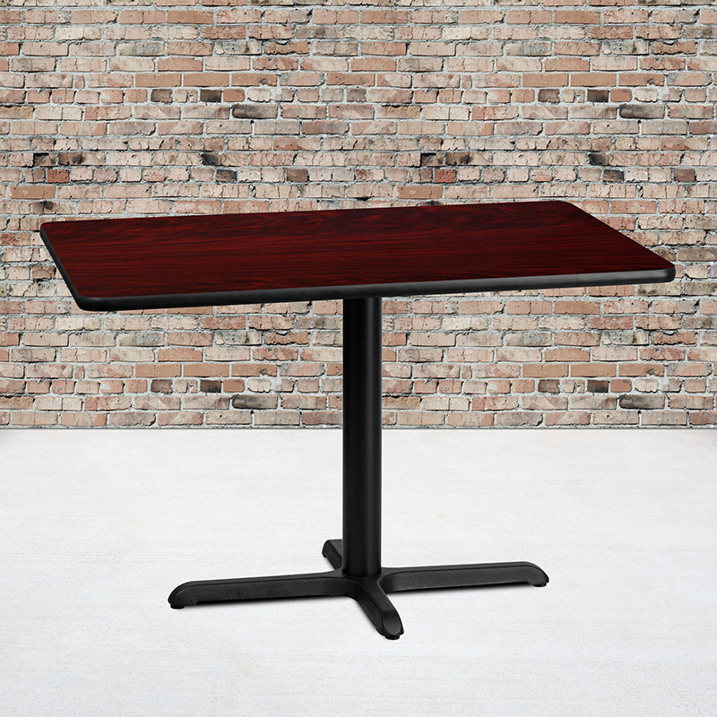 Graniss 24'' Square Mahogany Laminate Dining Table with Cast Iron Base