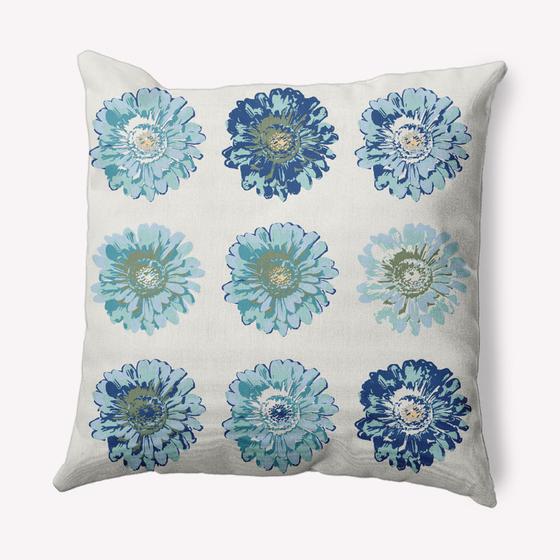 Coussin décoratif floral, 16 po x 16 po, Bleu cobalt foncé