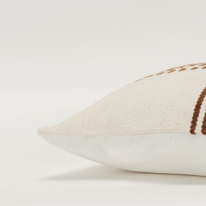 Natural and Camel Striped Cotton Lumbar Pillow Set