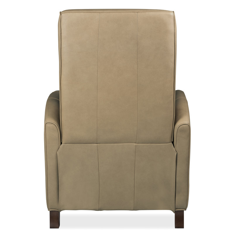 Denver Push Back Recliner, Beige Top Grain Leather