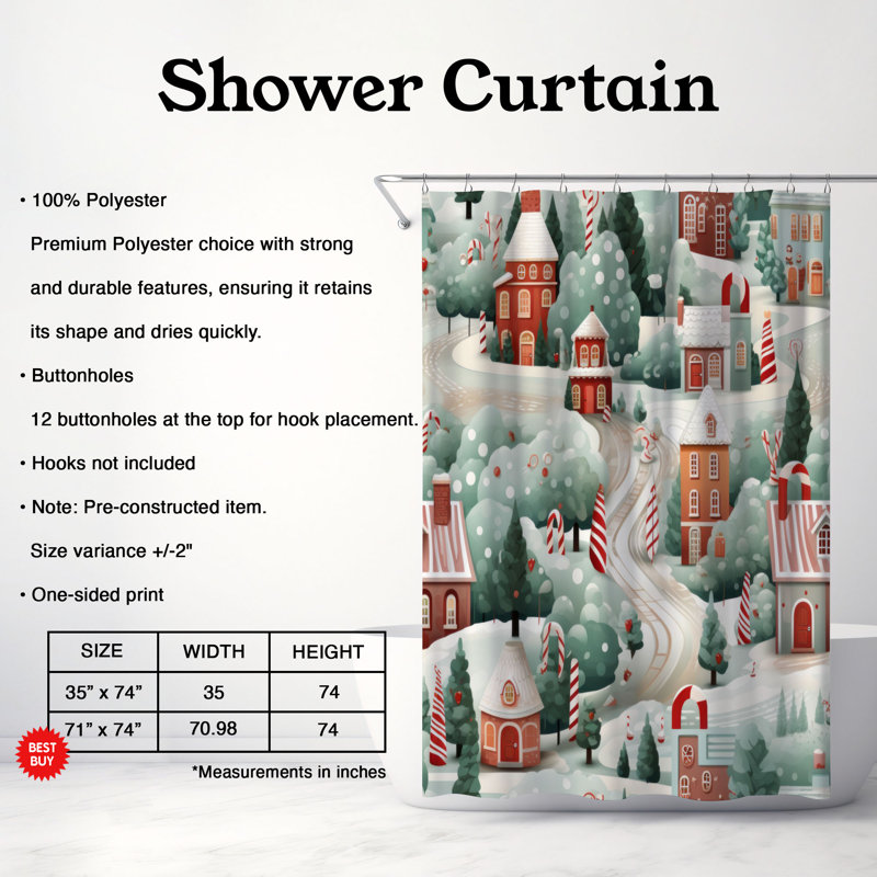 Peppermint Track - Premium Shower Curtain, 74"H x 71"W