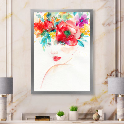 Multicolore élégante mode portrait de femme - décoration murale sur toile glam