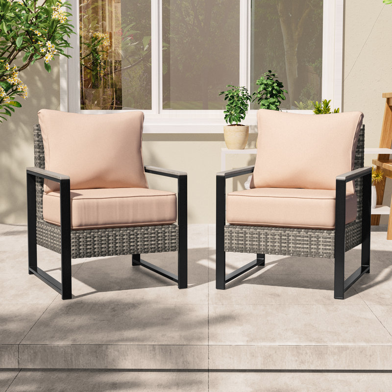 Henrie 2 Piece Patio Sofa Set with Cushion, Sand