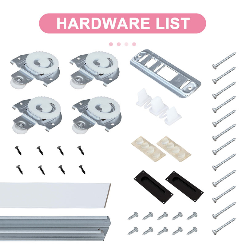 80" 3-Lite Frosted Closet Sliding Doors With Hardware Kit & Handles, 72" x 80"