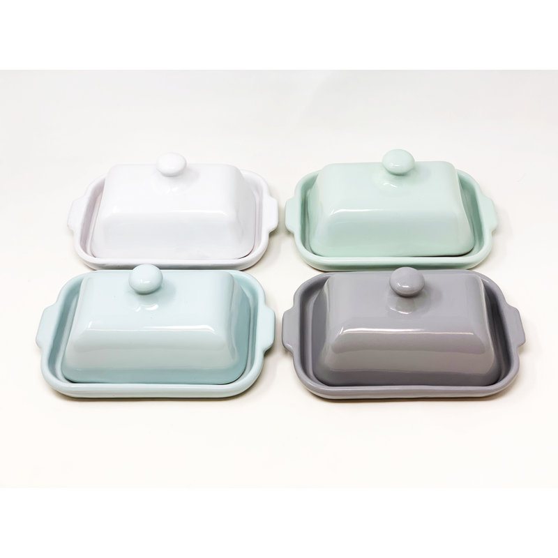 Cassiopeia Butter Dish with Lid, Pastel Gray