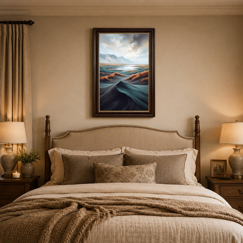 Art mural sur toile Misty Mountains and River, 18"H x 12"W