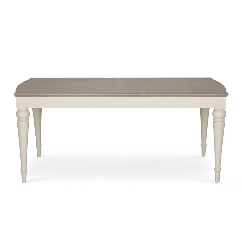 Moira Extendable Solid Wood Base Dining Table, Soft Grey, 77cm H x 180cm W x 90cm D
