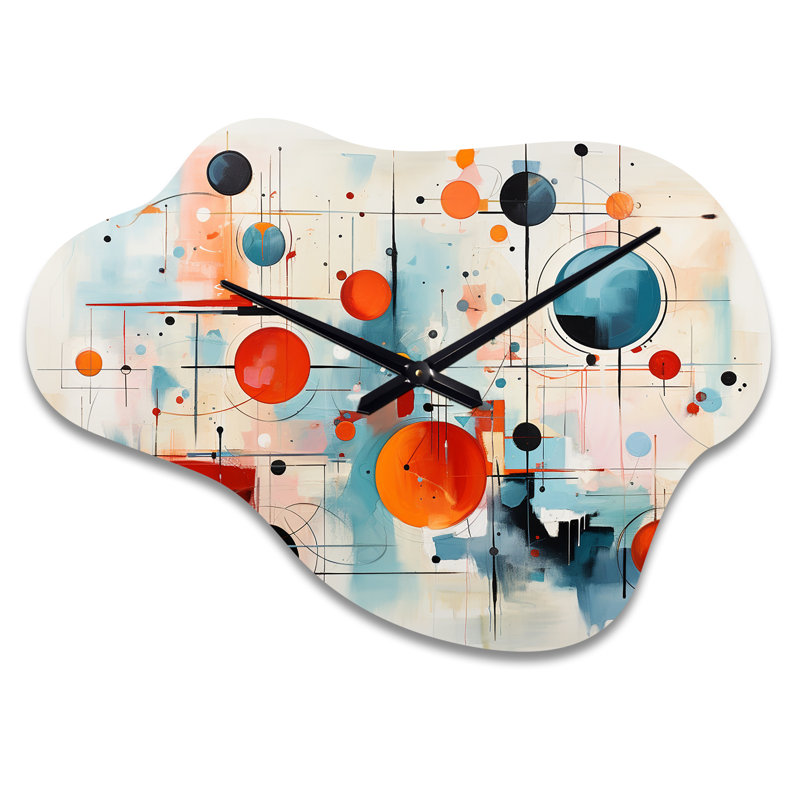 Horloge murale colorée en métal Mid Century Abstract Atomic II - Mid-Century, Petit