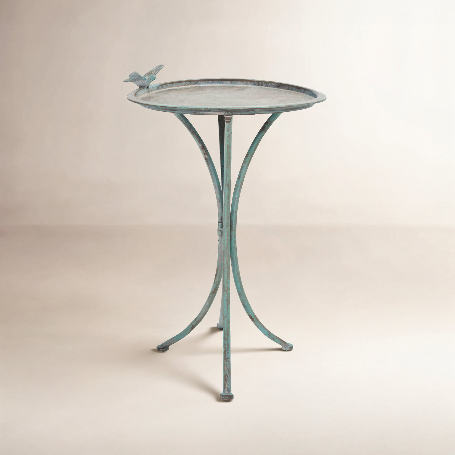Allison Metal Fountain Birdbath, Antique Green