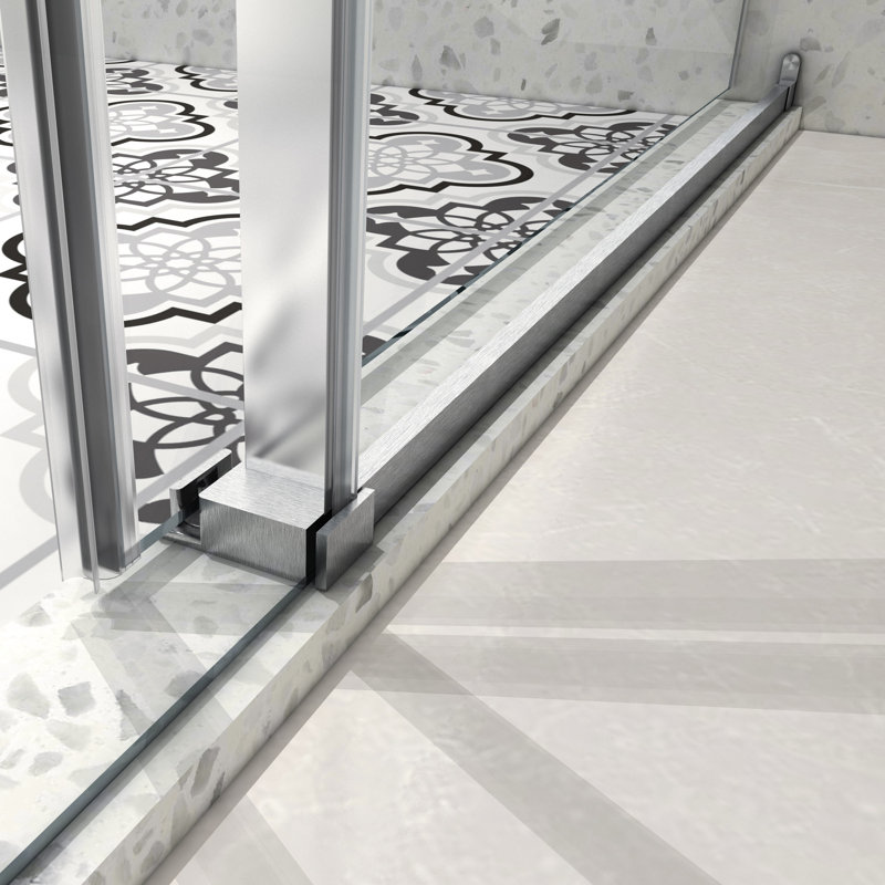 6076 Brushed Nickel Shower Door - Design, 70Mm 304 Stainless Steel Large Pulleys, Adjustable , , Film, 5/16'' Fully Tempered Glass, For Bathroom, American Style, Minimalist With Nano Easy Clean,
