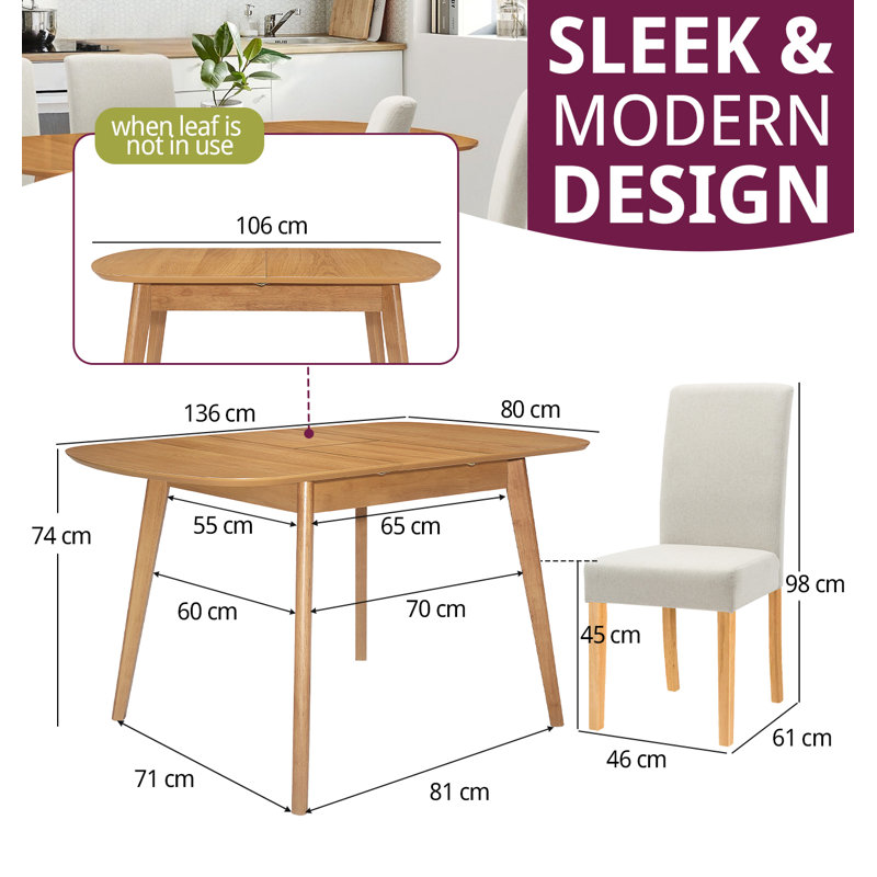 Balani 4 - Person Butterfly Leaf Dining Set, Beige