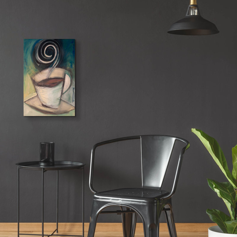 «First Cup Of The Day» par Tim Nyberg, art mural en verre acrylique, H 24 po x l 16 po