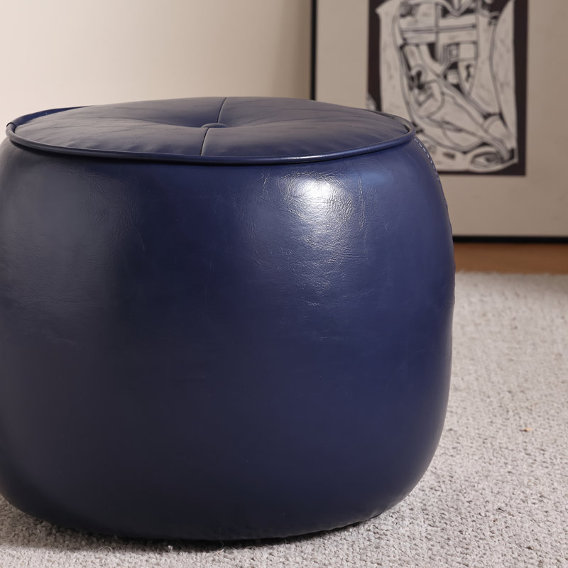 Petit repose-pieds capitonné rond de 11,8 po, Bleu