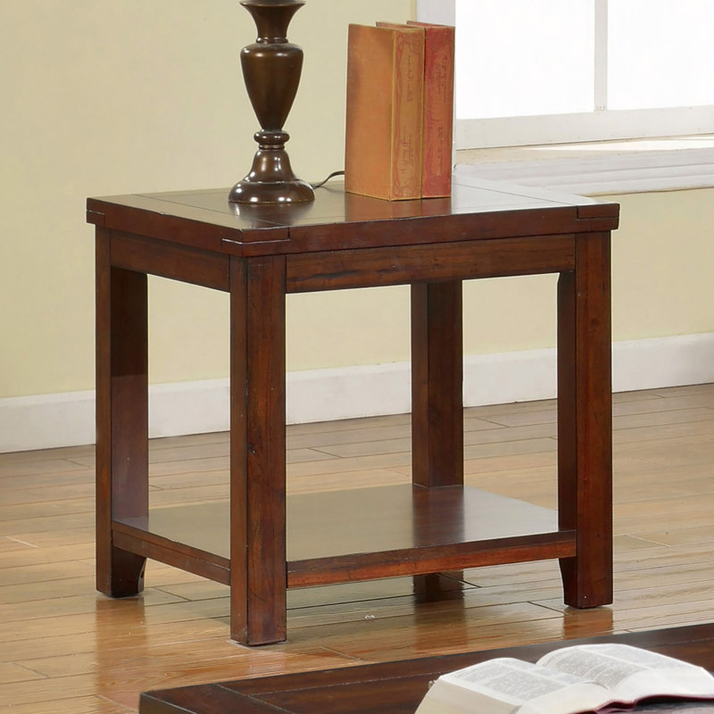 Table de bout avec tablette ouverte et grain de bois naturel