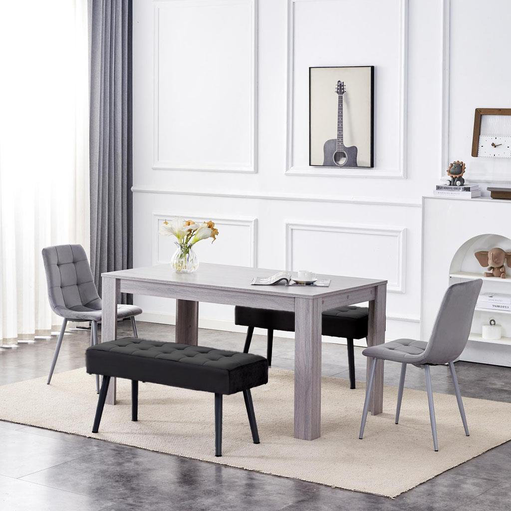 Fairmont Dining Table with 2 Velvet Chairs and 2 Benches