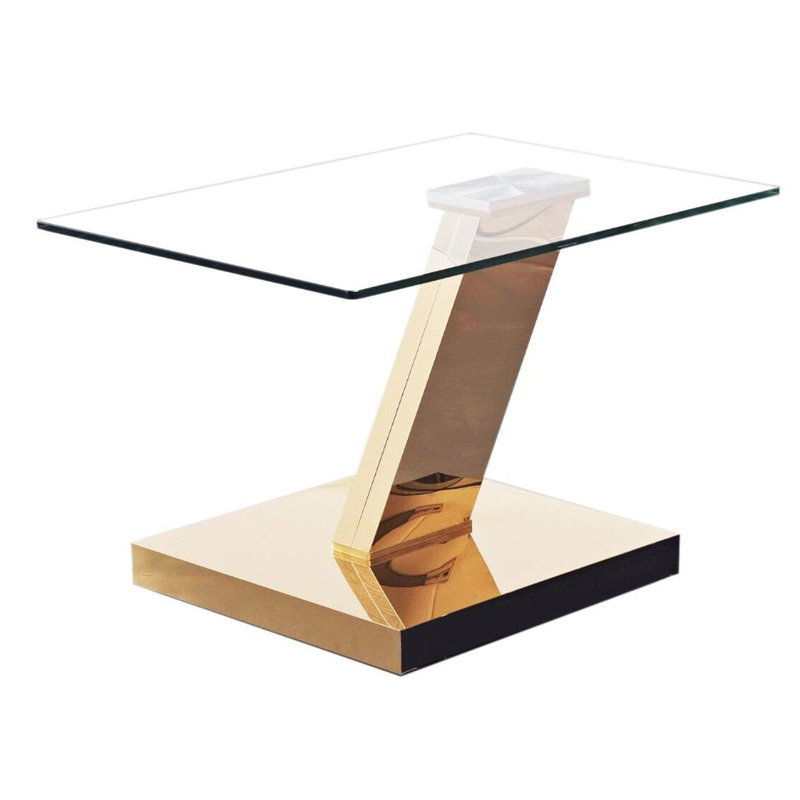 Table de bout à piédestal en verre Pomroy, Or
