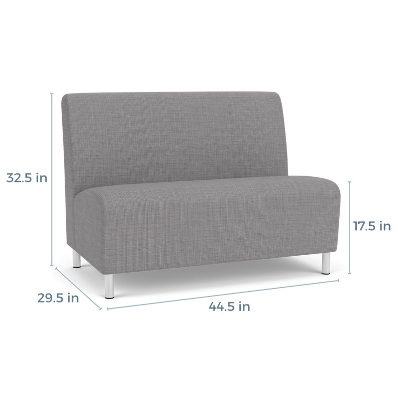 Causeuse sans accoudoirs Ravenna, Acier brossé, Gris chambray