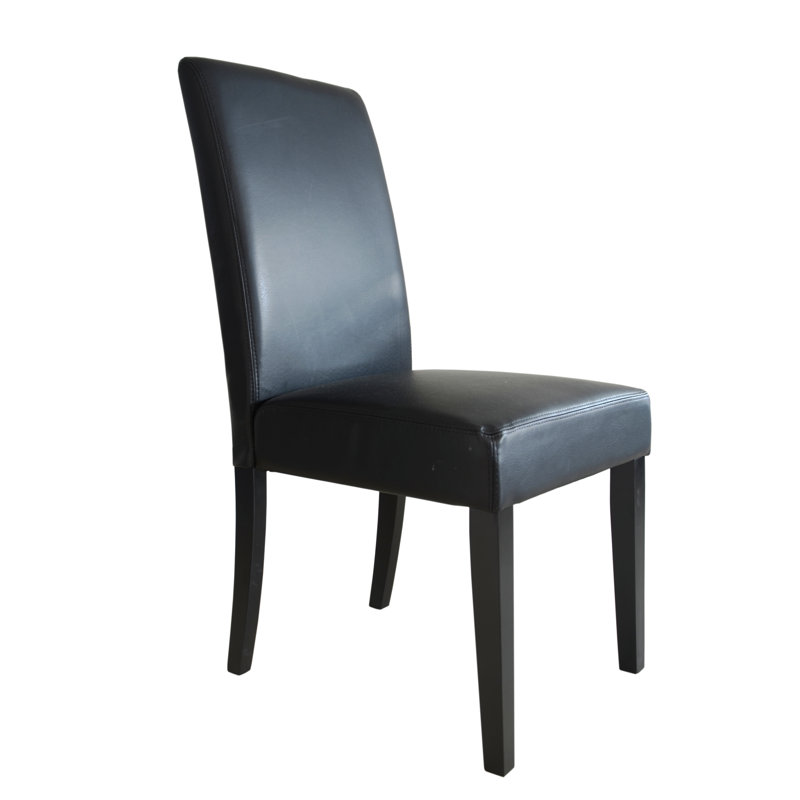 SEAT4U Richill Bonded Leather Parson Dining Chair, Black