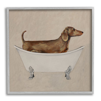 «Dachshund Dog», baignoire vintage, giclée sur toile par Coco de Paris