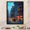 "Blue and Yellow Art Deco Cityscapes Unveile I", reproduction d'art sur toile encadrée