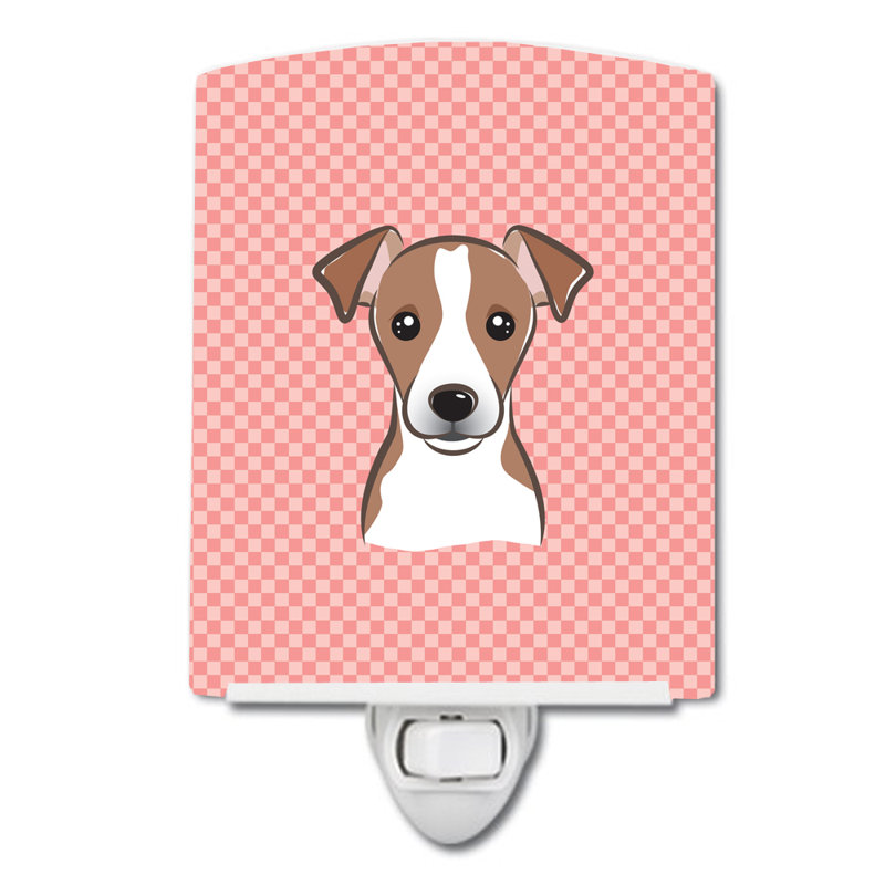 Éclairage de nuit en céramique damier de braque teckel, Rose, Jack Russell terrier brun clair