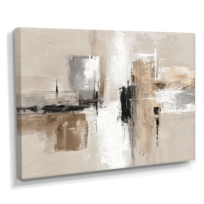 "Brown and Black Brushstroke", peinture abstraite sur toile brune, 34" H x 44" W, Toile tendue, Ne s’applique pas