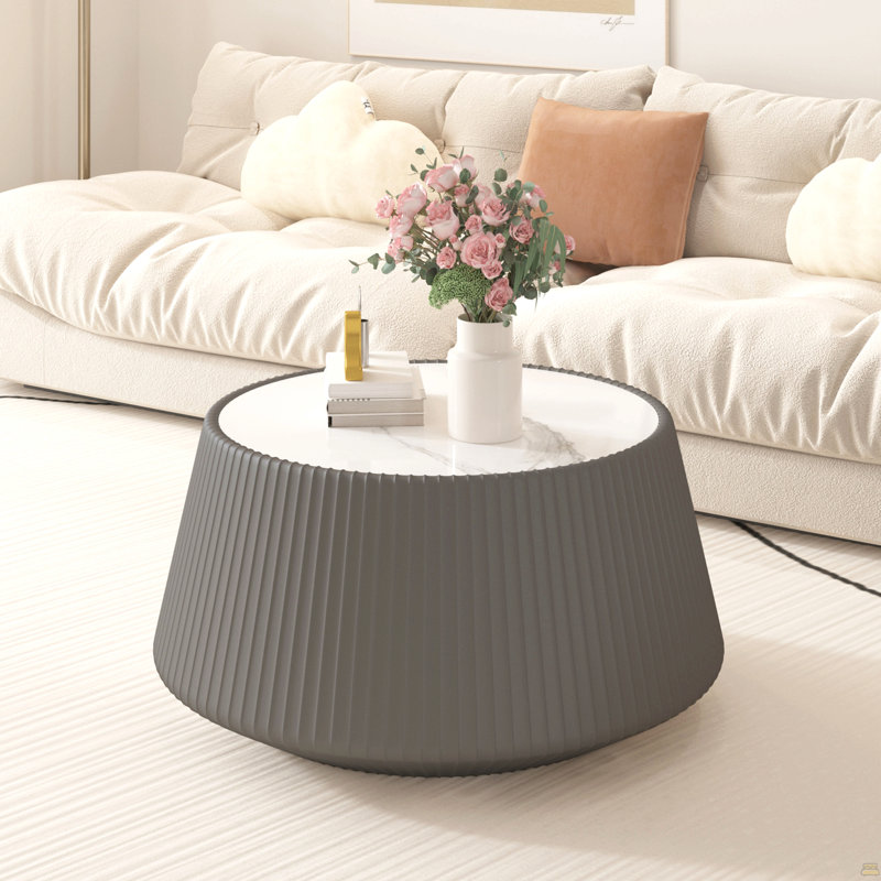 Table basse moderne en cuir fritté clair, Gris