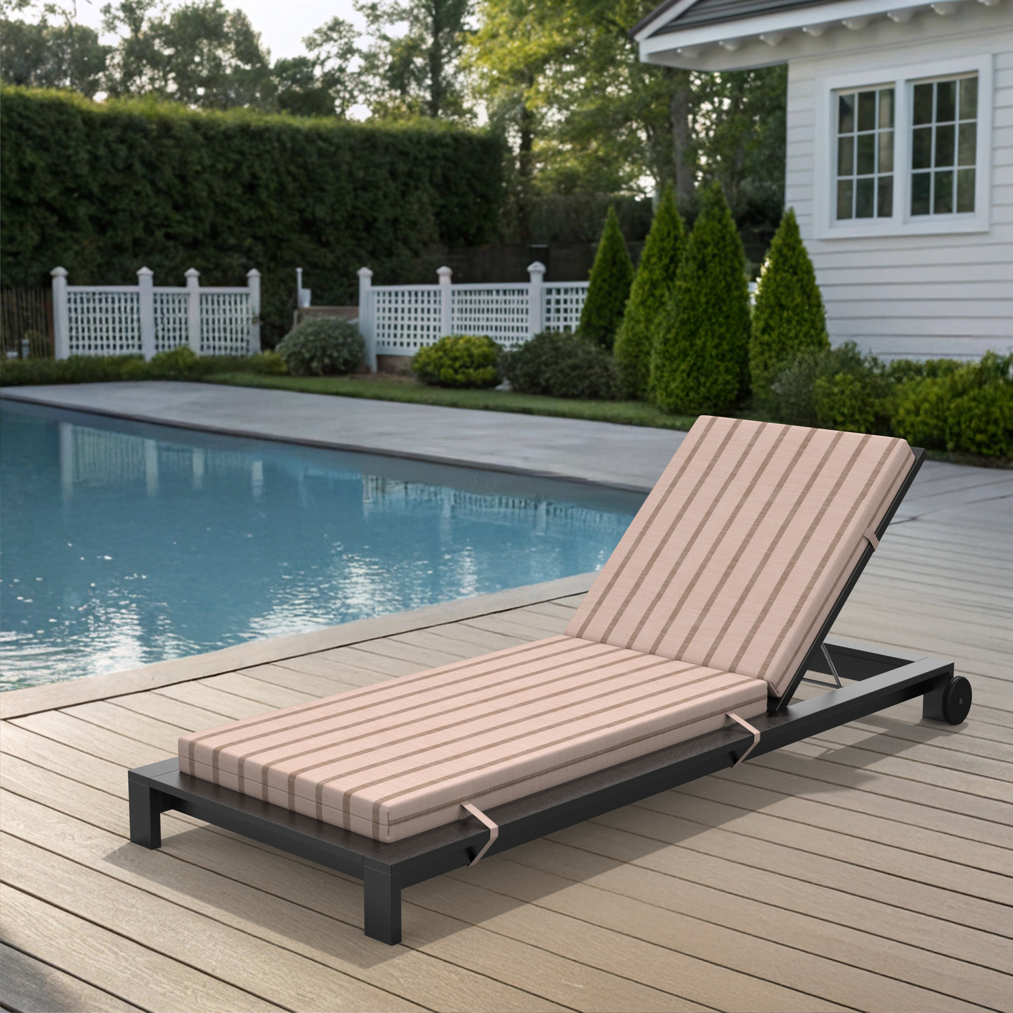 Lani Sunbrella Outdoor Chaise Lounge Cushion, 24" W x 45" D, Unwind Cameo