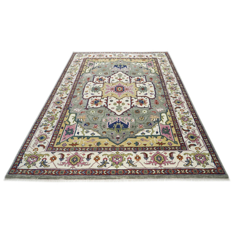 Tapis Oushak Harija en laine noué à la main 10 x 14 pi 1 po