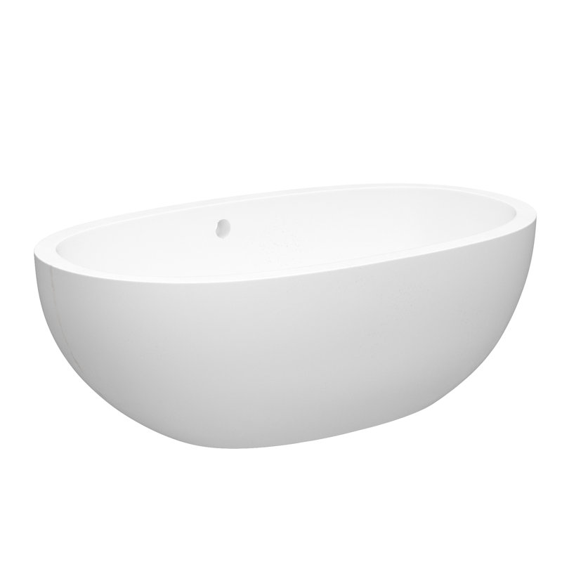 Avalon NativeStone Freestanding Soaking Cement Bathtub, Pearl, 21" H x 36" W x 62" L